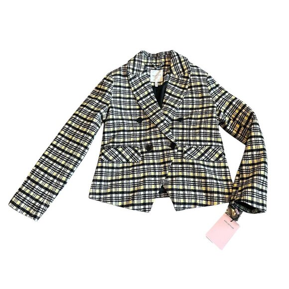 Avec Les Filles Double Breasted Blazer Jacket Plaid Clueless Size Medium NWT - Picture 1 of 12
